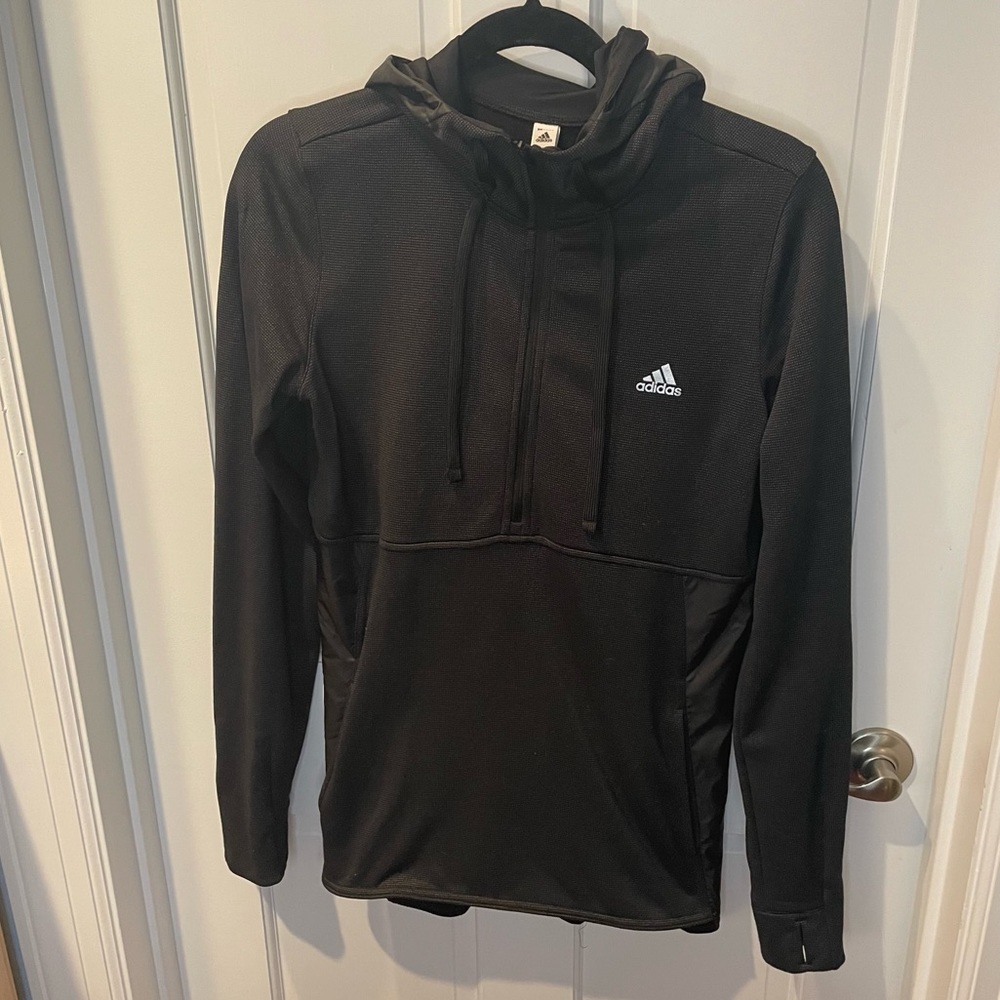 Black adidas 1/2 zip with hood